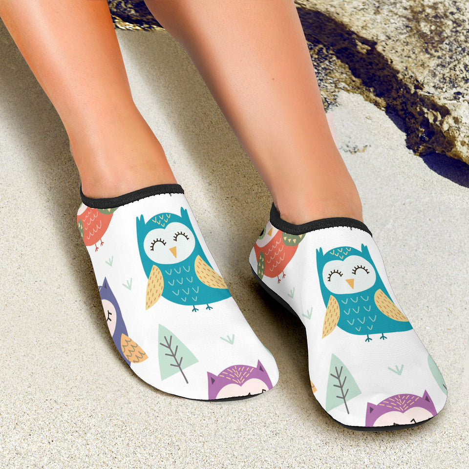 Cute Owl Pattern Aqua Shoes