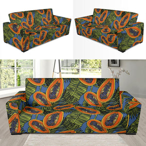 Colorful Papaya Tropical Leaves Sofa Slipcover