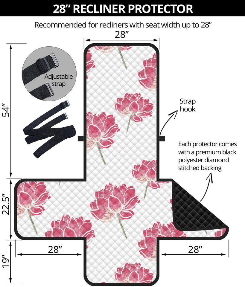 Pink lotus waterlily pattern Recliner Cover Protector