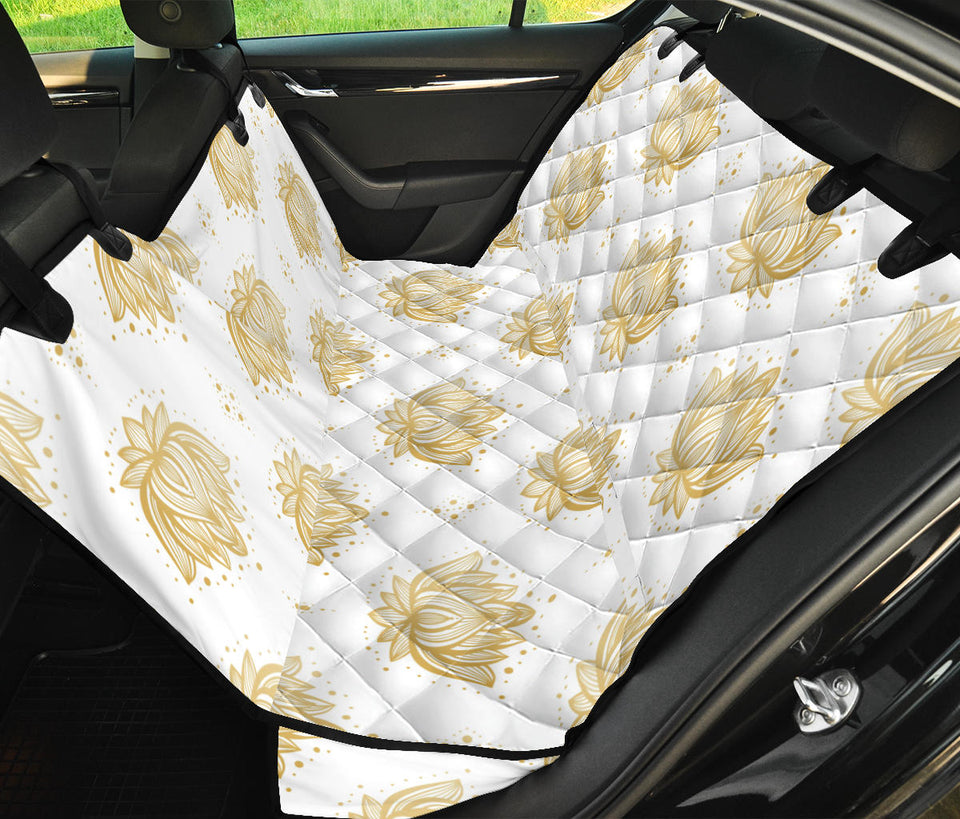Gold Ornamental Lotue Waterlily Symbol Pattern Dog Car Seat Covers