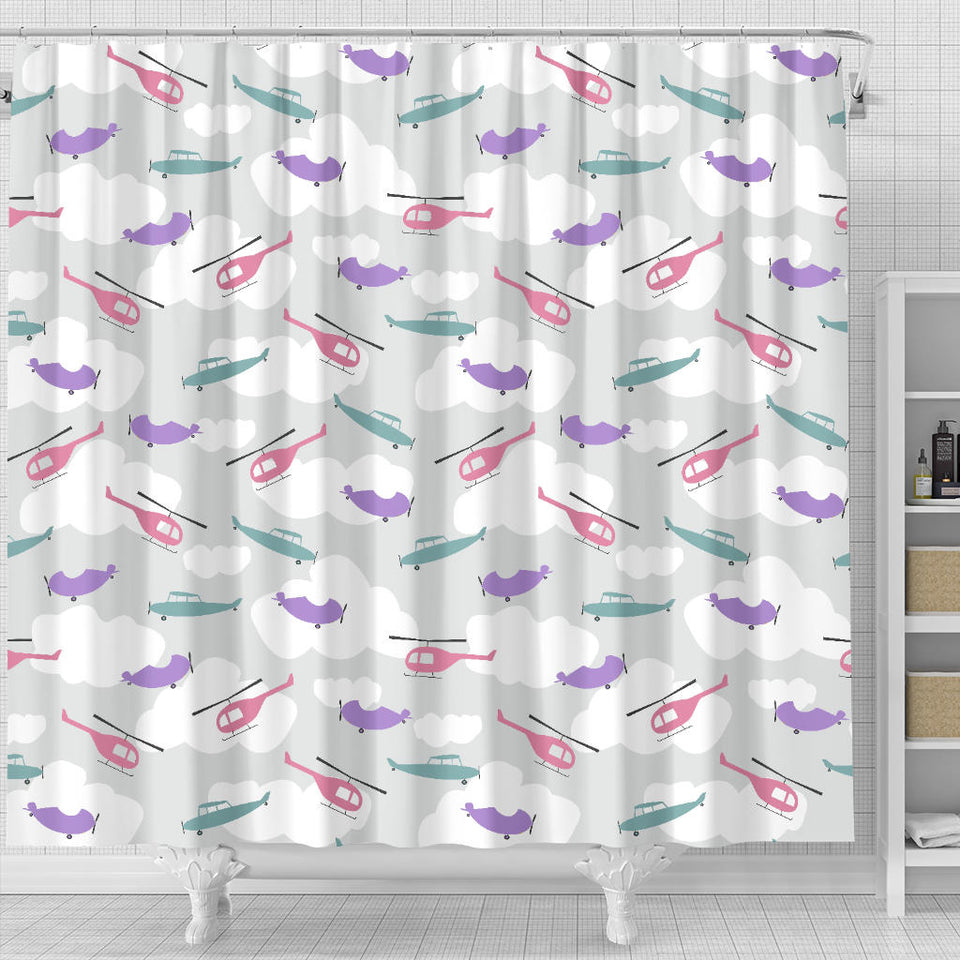 Helicopter Plane Pattern Shower Curtain Fulfilled In US