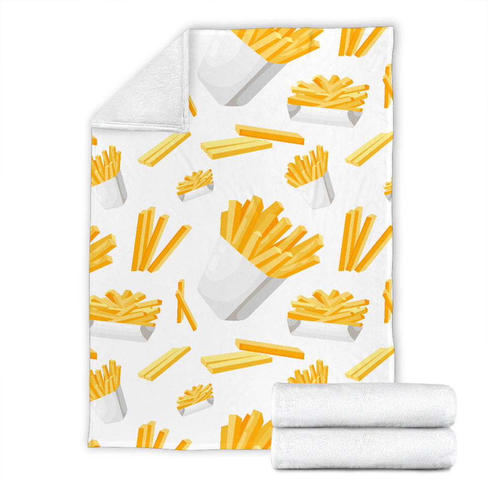 French Fries White Paper Box Pattern Premium Blanket