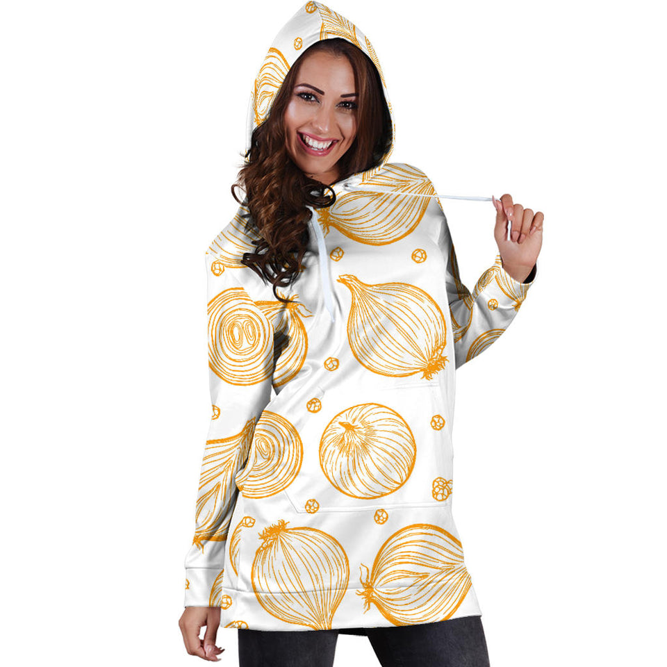 Hand Drawn Onion Pattern Women'S Hoodie Dress