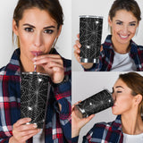 Spider Web Design Pattern Black Background White Cobweb Tumbler