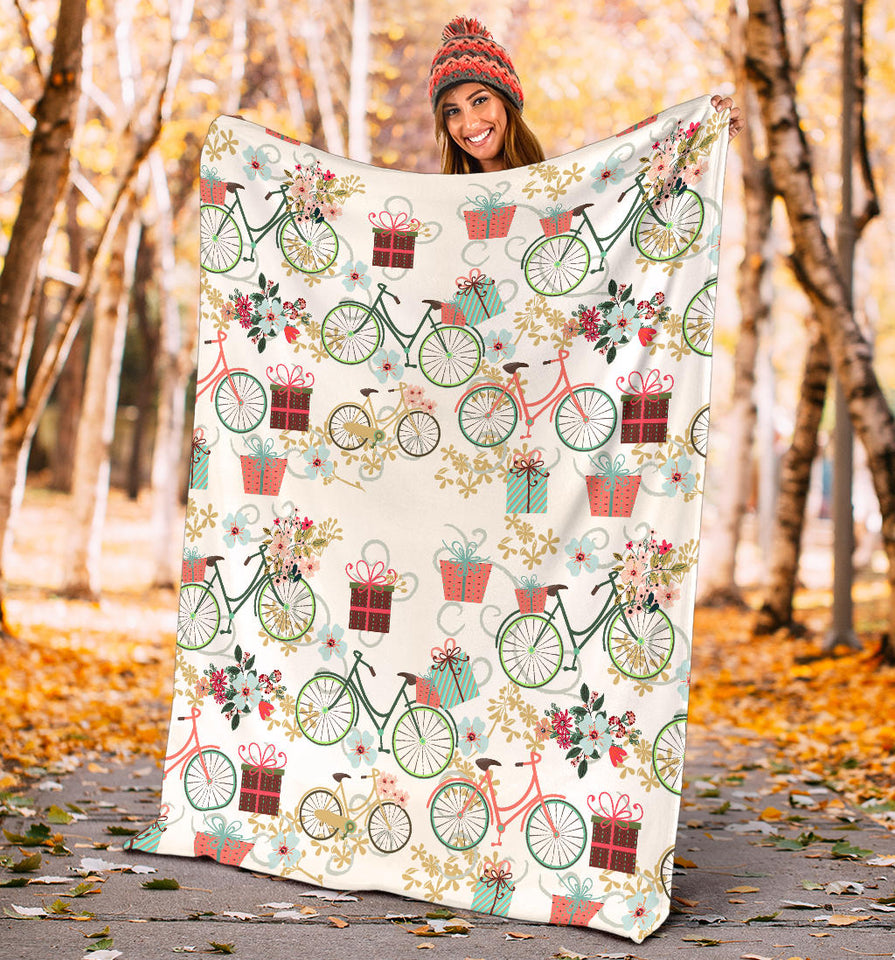 Bicycle Pattern Print Design 05 Premium Blanket