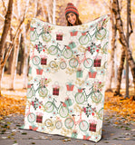 Bicycle Pattern Print Design 05 Premium Blanket