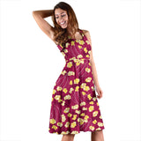 Popcorn Pattern Print Design 02 Sleeveless Midi Dress