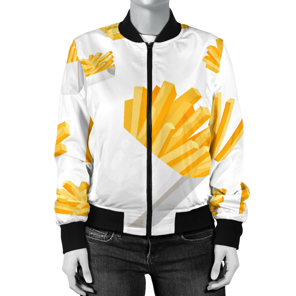 French Fries White Paper Box Pattern Women'S Bomber Jacket