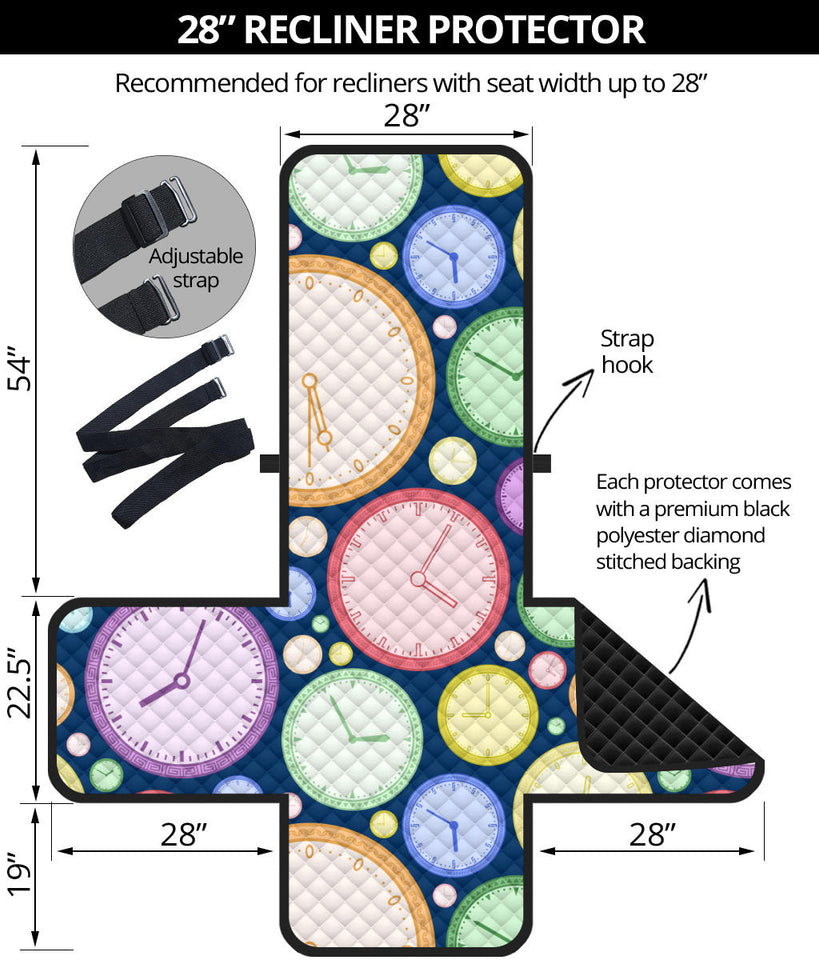 Colorful clock background Recliner Cover Protector