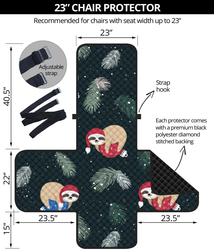 Cute sloths sleeping christmas ball santa hat pattern Chair Cover Protector