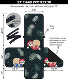 Cute sloths sleeping christmas ball santa hat pattern Chair Cover Protector