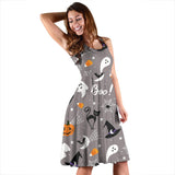 Halloween Design Pattern Sleeveless Midi Dress