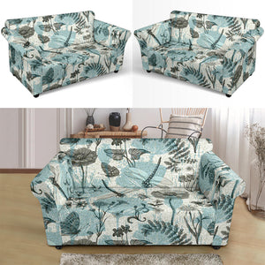 Dragonfly Butterfly Plants Insect Flower Vintage Style Pattern Loveseat Couch Slipcover