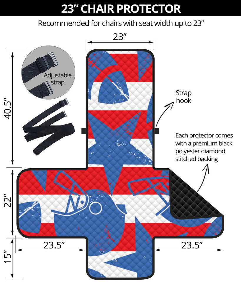 American football ball star stripes pattern Chair Cover Protector