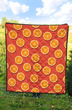 Oranges Pattern Red Background Premium Quilt