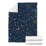 Space Pattern With Planets, Comets, Constellations And Stars Premium Blanket