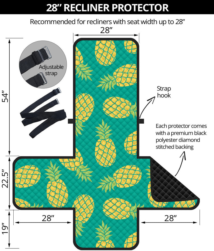 Pineapples pattern green background Recliner Cover Protector