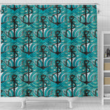 Anchor Nautical Green Background Shower Curtain Fulfilled In US