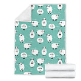Cute Sheep Green Background Premium Blanket