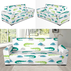 Watercolor Crocodile Pattern Sofa Slipcover