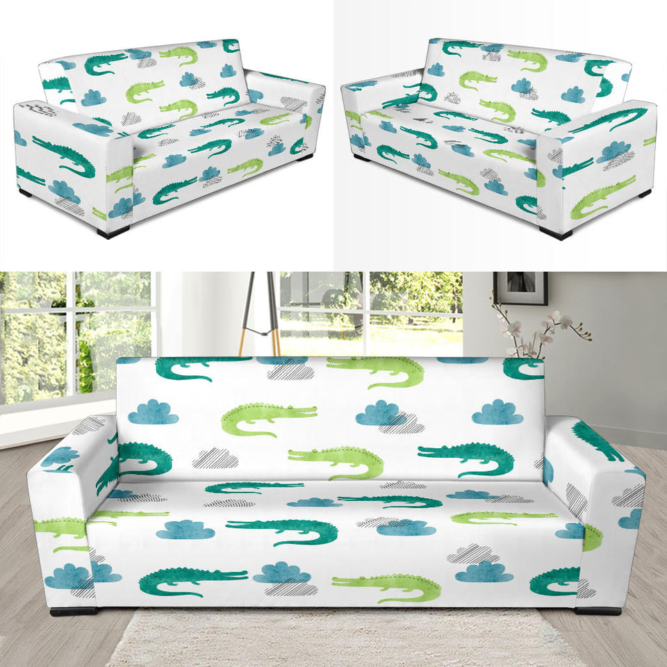 Watercolor Crocodile Pattern Sofa Slipcover