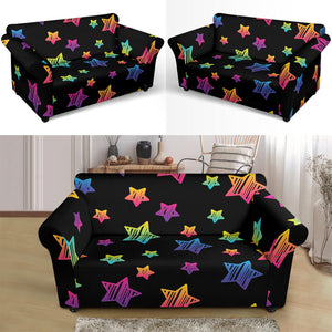 Colorful Star Pattern Loveseat Couch Slipcover