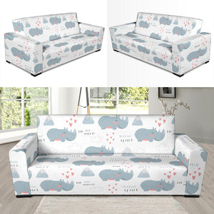 Cute Rhino Heart Pattern Sofa Slipcover