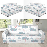 Cute Rhino Heart Pattern Sofa Slipcover