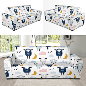 Cute Sleeping Sheep Moon Cloud Pattern Sofa Slipcover