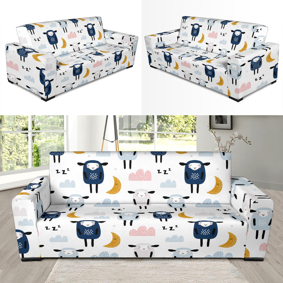 Cute Sleeping Sheep Moon Cloud Pattern Sofa Slipcover
