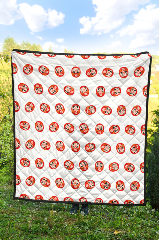 Daruma Japanese Wooden Doll Pattern Premium Quilt
