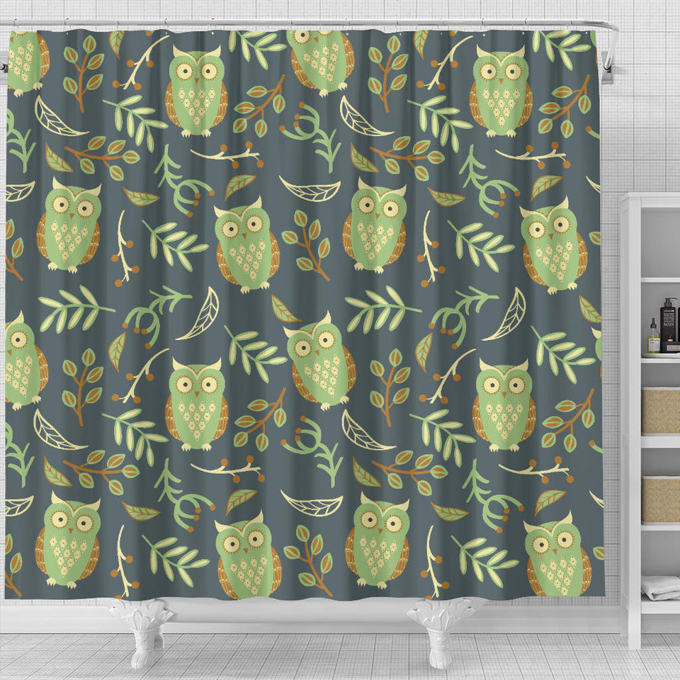 Cute Owls Leaves Pattern Shower Curtain Fulfilled In US
