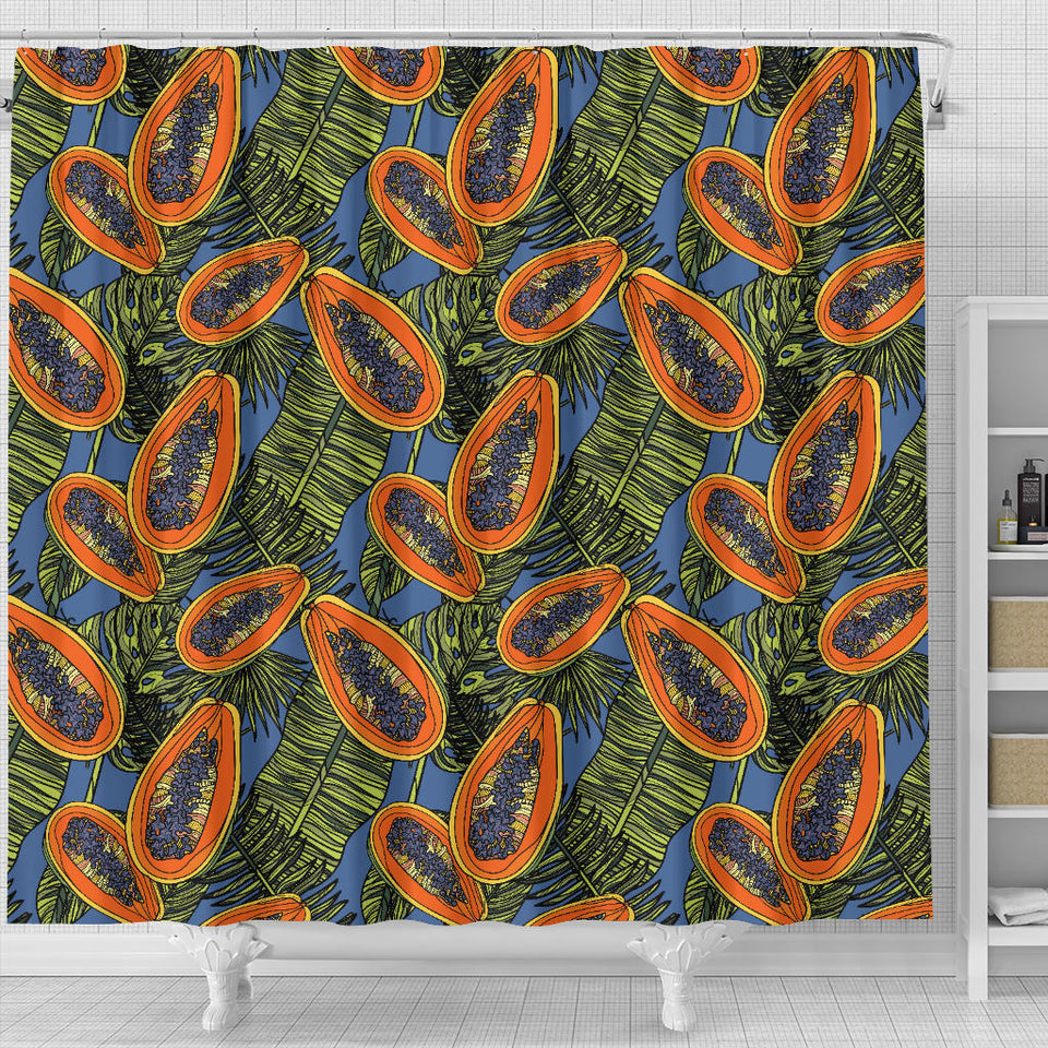 Colorful Papaya Tropical Leaves Shower Curtain Fulfilled In US