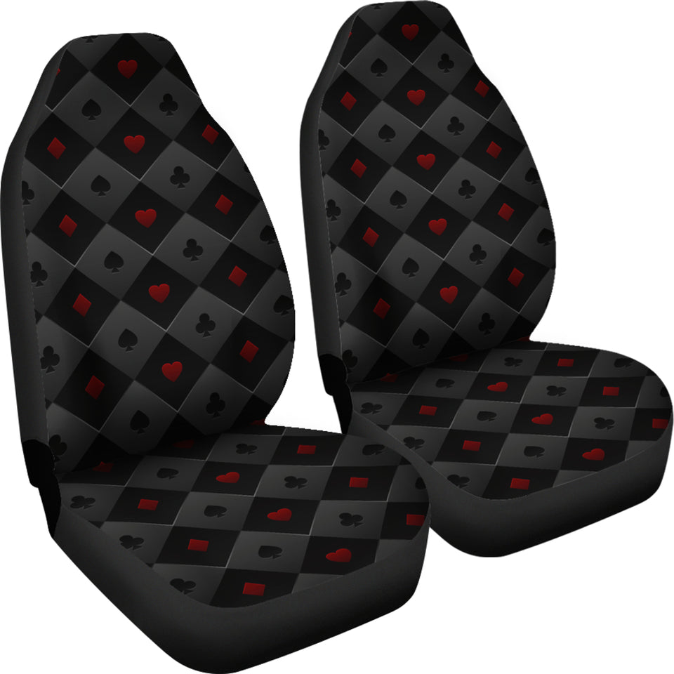 Casino Cards Suits Pattern Print Design 05 Universal Fit Car Seat Covers