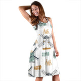 Windmill Pattern Sleeveless Midi Dress
