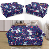 Colorful Butterfly Flower Pattern.Eps Loveseat Couch Slipcover
