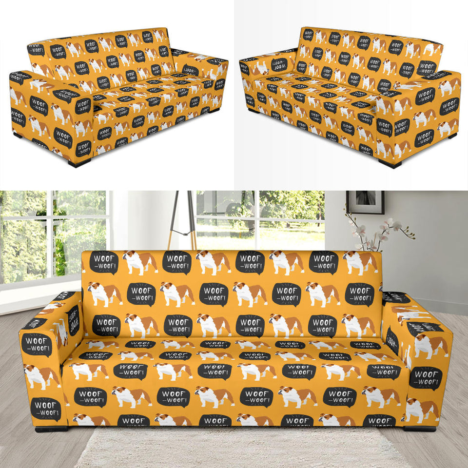 English Bulldog Pattern Print Design 04 Sofa Slipcover