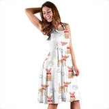Chihuahua Bone Paw Pattern Sleeveless Midi Dress
