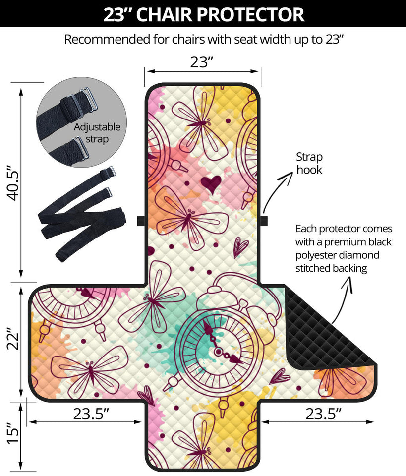 Clock butterfly pattern Chair Cover Protector
