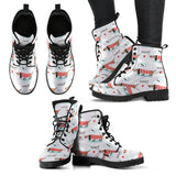 Cute Dachshund Bone Pattern Leather Boots
