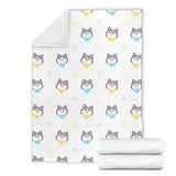 Cute Siberian Husky Pattern Premium Blanket