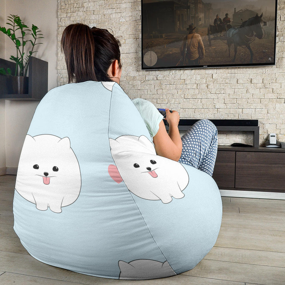 White Cute Pomeranian Pattern Bean Bag Cover