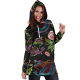 Dragons Flower Pattern Women'S Hoodie Dress
