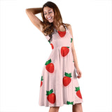 Strawberry Beautiful Pattern Sleeveless Midi Dress