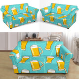 Beer Pattern Green Background Loveseat Couch Slipcover