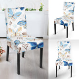 Blue Butterfly Pattern Dining Chair Slipcover