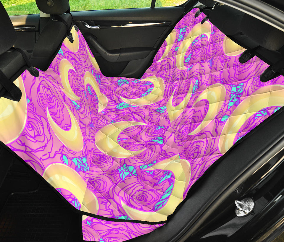 Moon Pink Rose Background Dog Car Seat Covers