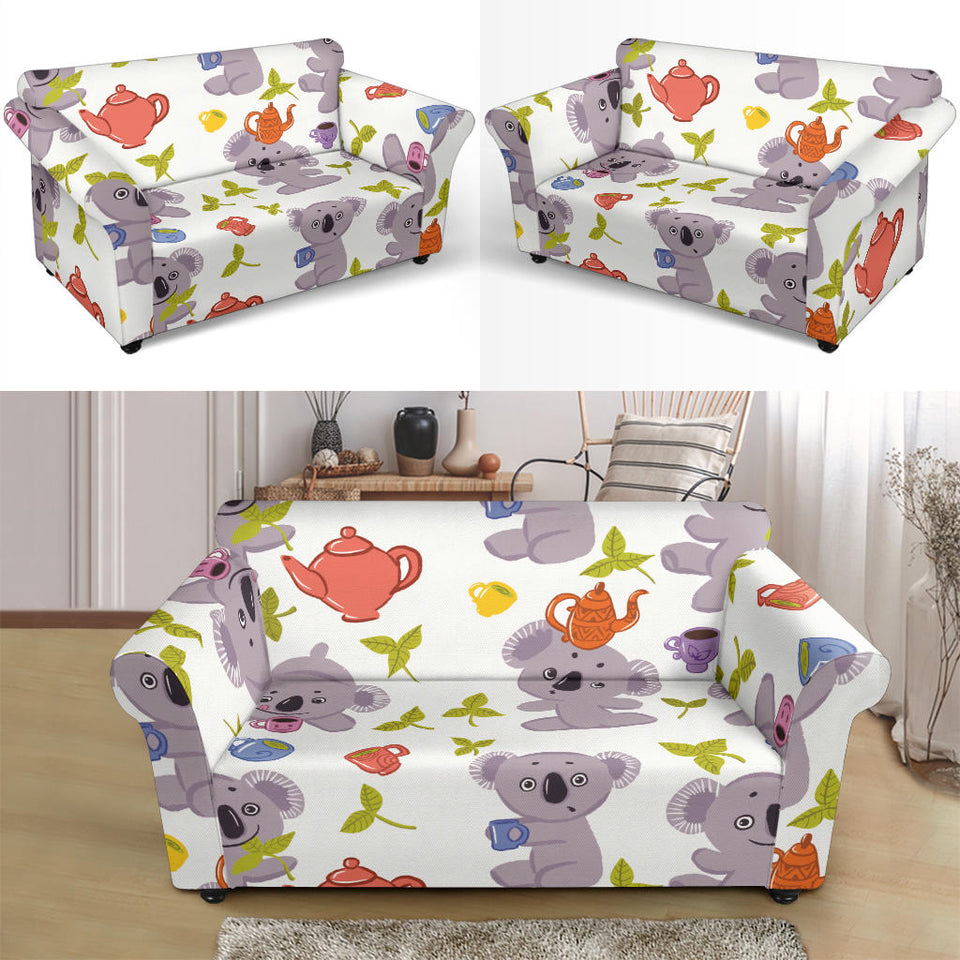 Cute Koalas Teapots Tea Loveseat Couch Slipcover