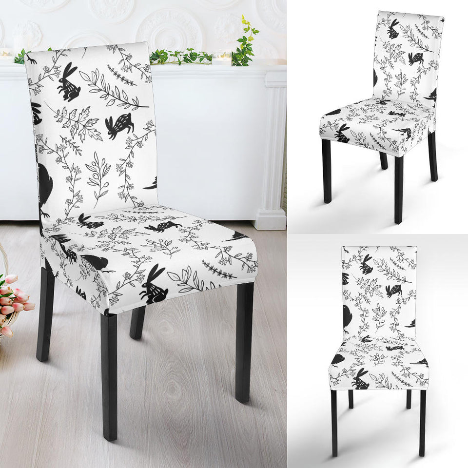 Crows Floral Wreath Rabbit Pattern Dining Chair Slipcover