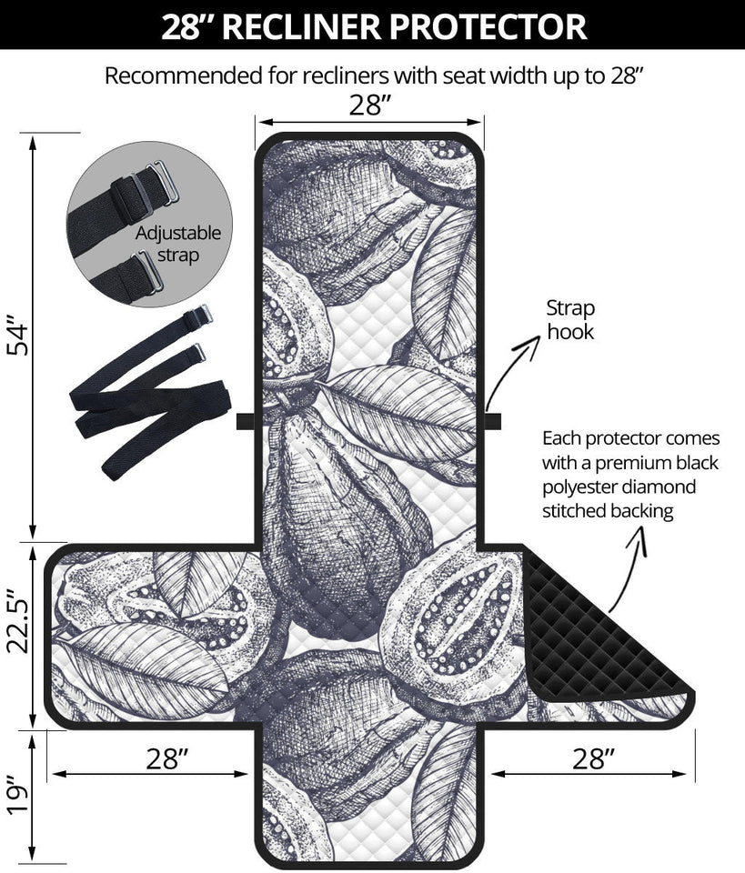Guava tropical hand drawn pattern Recliner Cover Protector
